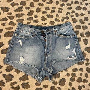 Blank NYC Blue Distressed Jean Shorts
